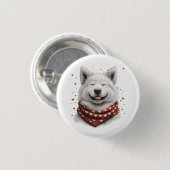Valentines Day Samoyed Dog Button (Vorne & Hinten)