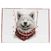 Valentines Day Samoyed Dog Große Geschenktüte (Rückseite)
