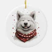 Valentines Day Samoyed Dog Keramik Ornament (Hinten)