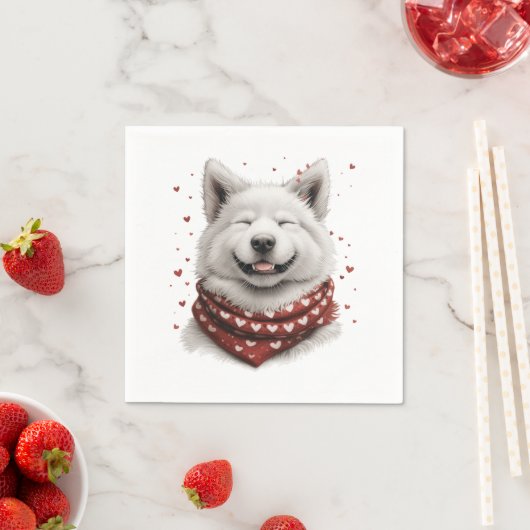 Valentines Day Samoyed Dog Serviette (Beispiel)