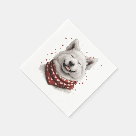 Valentines Day Samoyed Dog Serviette (Ecke)