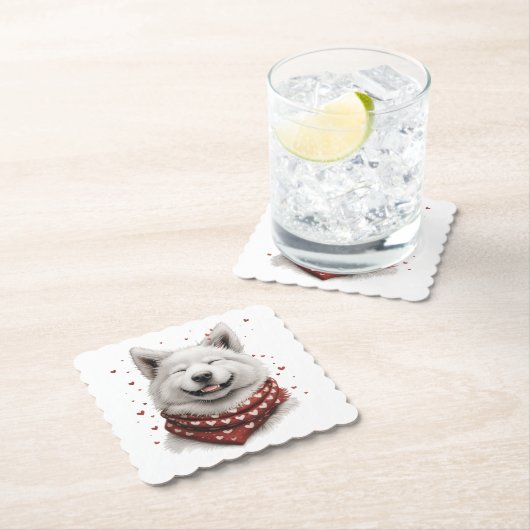 Valentines Day Samoyed Dog Untersetzer (Vor Ort)