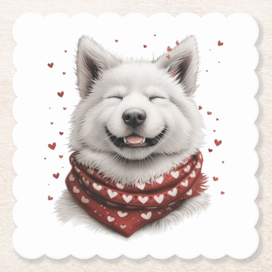 Valentines Day Samoyed Dog Untersetzer (Vorderseite)