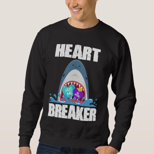 Valentines Day Shark Heart Breaker Boys Kids 1 Sweatshirt (Vorderseite)