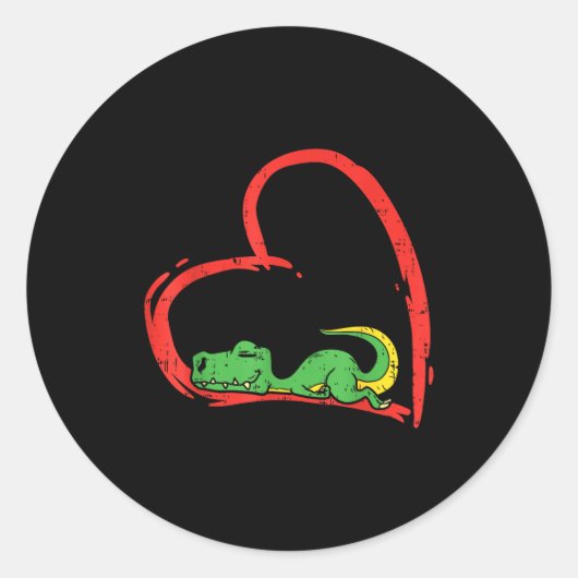 Valentines Day Shirt Funny Heart Trex Sleeng Dinos Runder Aufkleber (Vorderseite)
