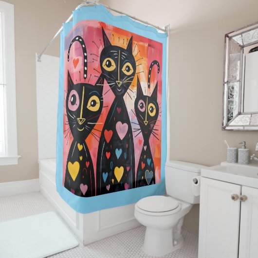 Valentine's Day Shower Curtain, Cats Hearts Duschvorhang (Beispiel)