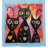 Valentine's Day Shower Curtain, Cats Hearts Duschvorhang (Vorderseite)