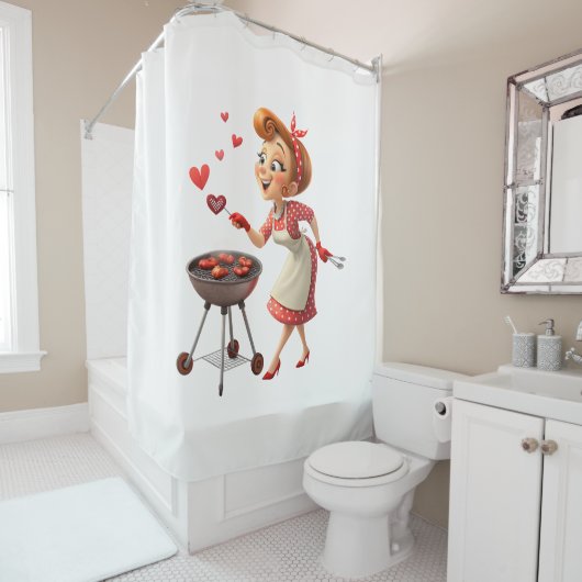 Valentine's Day Shower Curtain, Cooking LoveHearts Duschvorhang (Beispiel)