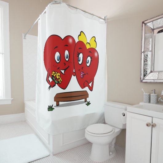 Valentine's Day Shower Curtain, Couple Red Hearts Duschvorhang (Beispiel)