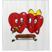 Valentine's Day Shower Curtain, Couple Red Hearts Duschvorhang (Vorderseite)