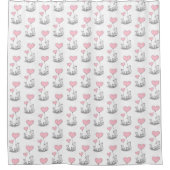 Valentine's Day Shower Curtain, Foxy Pink Hearts Duschvorhang (Vorderseite)
