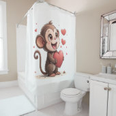 Valentine's Day Shower Curtain, Monkey Red Heart Duschvorhang (Beispiel)