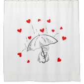 Valentine's Day Shower Curtain, Umbrella Red Heart Duschvorhang (Vorderseite)