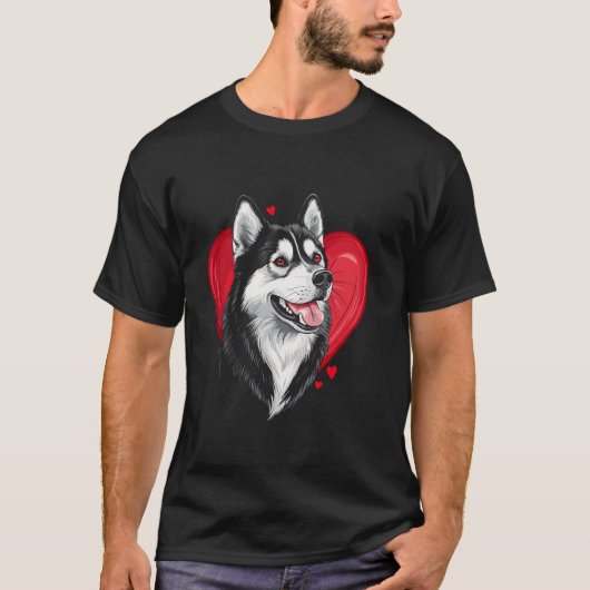 Valentine's Day Siberian Husky Vector T-Shirt (Vorderseite)