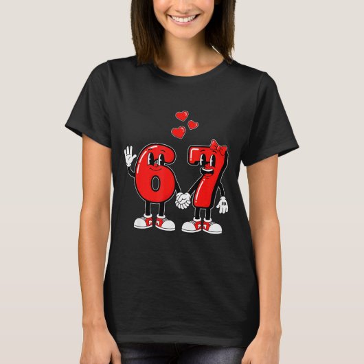 Valentine's Day Six Seven Hearts 6 7 Meme Gen Alph T-Shirt (Vorderseite)