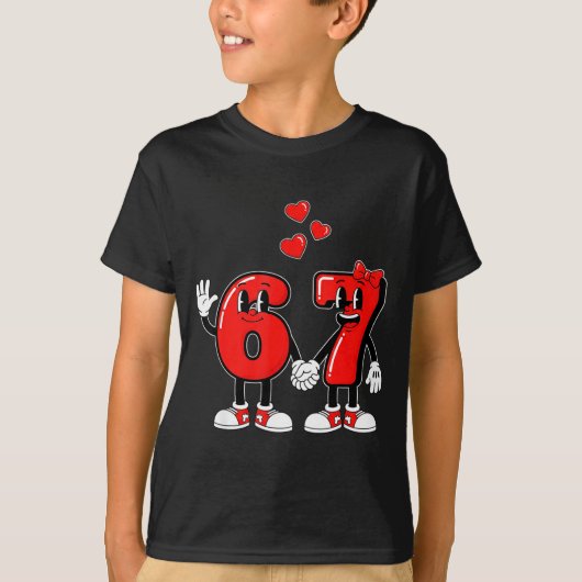 Valentine's Day Six Seven Hearts 6 7 Meme Gen Alph T-Shirt (Vorderseite)
