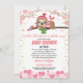 Valentine's Day Sloth Babydusche per Mail Pink Einladung (Vorderseite)