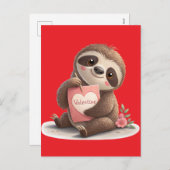 Valentine's Day Sloth Feiertagspostkarte (Vorne/Hinten)
