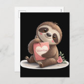 Valentine's Day Sloth Feiertagspostkarte (Vorne/Hinten)