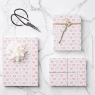 Valentine's Day Soft Pink White Hearts Baby Dusche Geschenkpapier Set