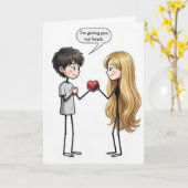 Valentine's Day Stick Figure Boy  Karte (Gelbe Blume)
