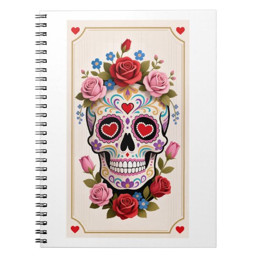 Valentines Day Sugar Skull Notebook Notizblock (Vorderseite)