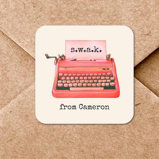 Valentine's Day SWAK Niedlich Retro Red Schreibmas Quadratischer Aufkleber