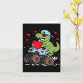 Valentines Day T Rex Riding Monster Truck Funny To Karte (Gelbe Blume)