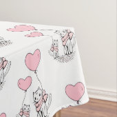 Valentine's Day Tablecloth Cat Pink Hearts Tischdecke (Beispiel)