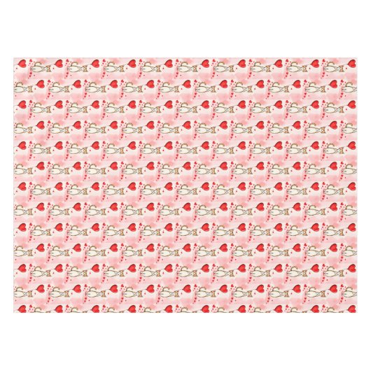 Valentine's Day Tablecloth Cat Red Hearts  Tischdecke (Vorderseite (Horizontal))