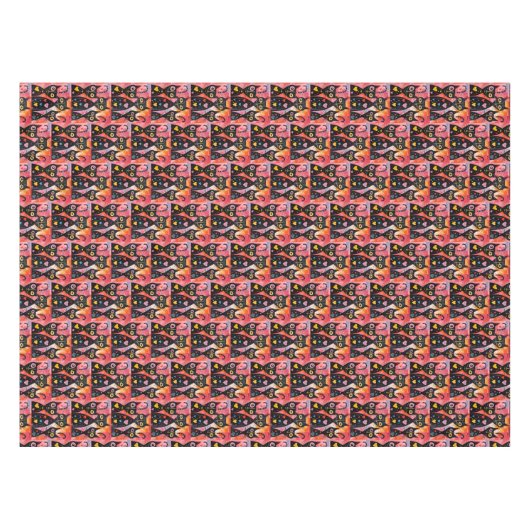 Valentine's Day Tablecloth Cat Red Hearts  Tischdecke (Vorderseite (Horizontal))