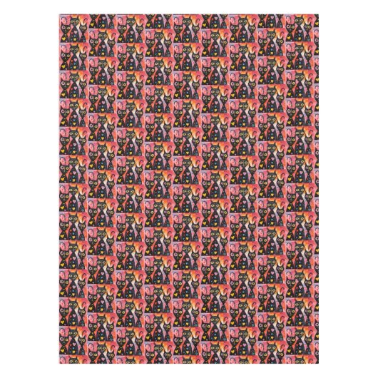 Valentine's Day Tablecloth Cat Red Hearts Tischdecke (Vorderseite)