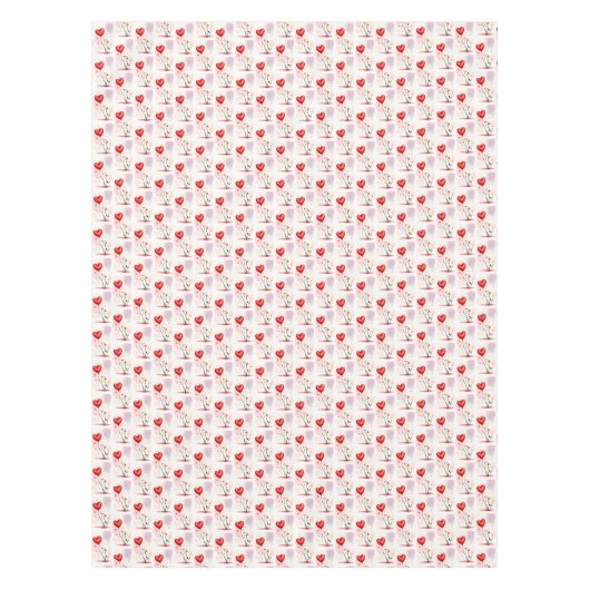 Valentine's Day Tablecloth Dog Red Hearts  Tischdecke (Vorderseite)