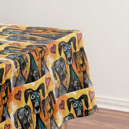 Valentine's Day Tablecloth Dog Red Hearts Tischdecke (Beispiel)