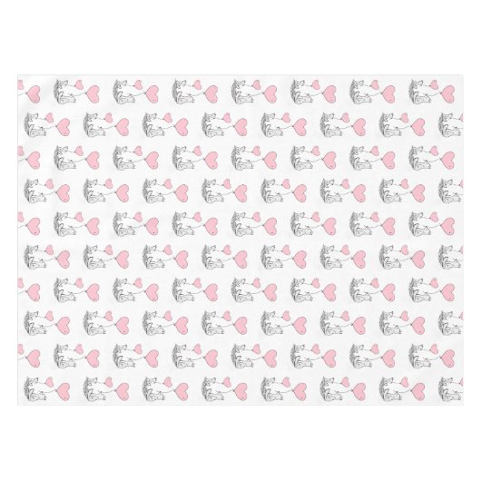 Valentine's Day Tablecloth Foxy Pink Hearts Tischdecke (Vorderseite (Horizontal))