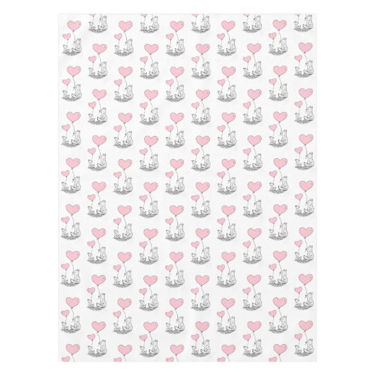 Valentine's Day Tablecloth Foxy Pink Hearts Tischdecke (Vorderseite)