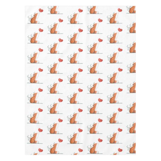 Valentine's Day Tablecloth Foxy Red Hearts Tischdecke (Vorderseite)