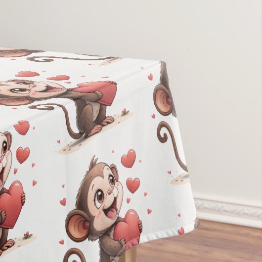 Valentine's Day Tablecloth Monkey Red Hearts Tischdecke (Beispiel)