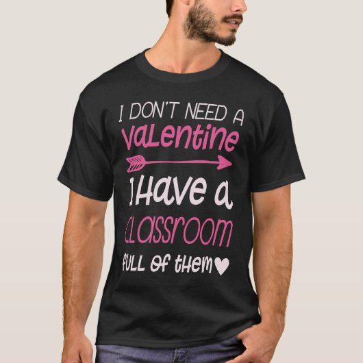 Valentine's Day Teacher Cute Arrow Heart Pink Clas T-Shirt (Vorderseite)