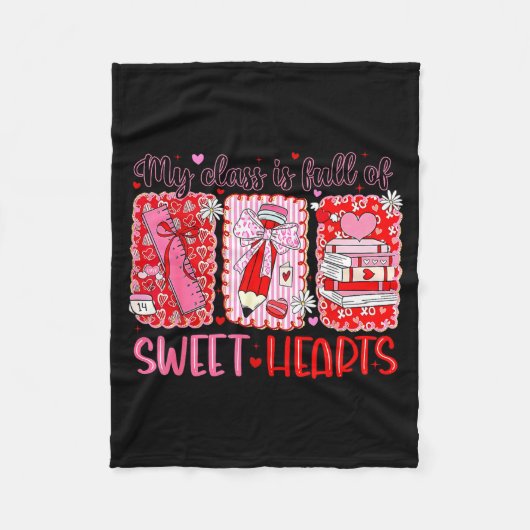 Valentines Day Teacher Kids My Cl Is Full Of Sweet Fleecedecke (Vorderseite)