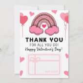 Valentine's Day Teacher Rainbow Gift Card Inhaber Einladung (Vorderseite)