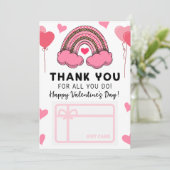 Valentine's Day Teacher Rainbow Gift Card Inhaber Einladung (Stehend Vorderseite)