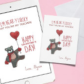 Valentine's Day Teddy Bärenlehrer Valentine Feiertagskarte