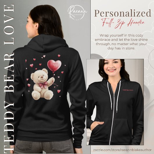 Valentine's Day Teddy Bear Love Full-zip Hoodie