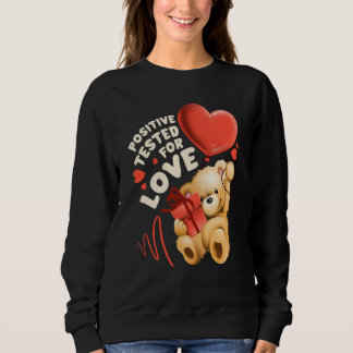 Valentine's day teddy bear with heart balloon sweatshirt