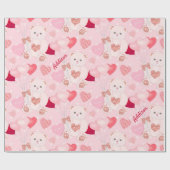 Valentine's Day Teddy Bear XOXO Herzmuster Geschenkpapier (Flach)