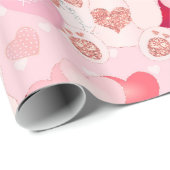 Valentine's Day Teddy Bear XOXO Herzmuster Geschenkpapier (Rolleneckpunkt)