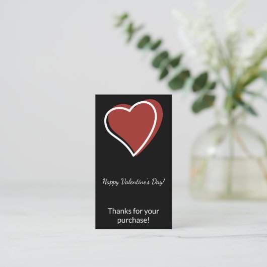 Valentine's Day Thanks for Your Purchase Visitenkarte (Stehend Vorderseite)
