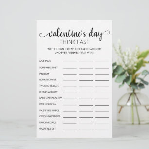 Valentine's Day Think Fast, Think Quick Party Spie