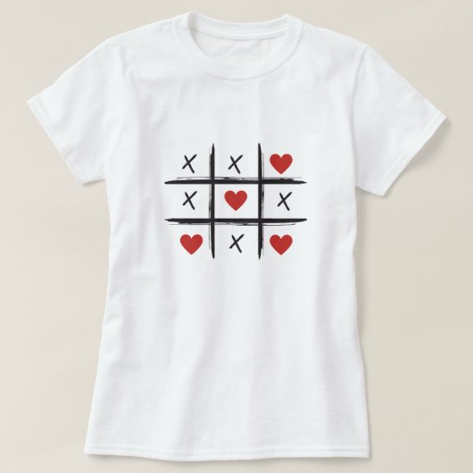 Valentine's day tic tac toe herzen kisses T-Shirt (Design vorne)